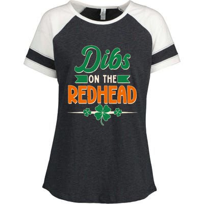 St. Patrick's Day Dibs On The Redhead Enza Ladies Jersey Colorblock Tee