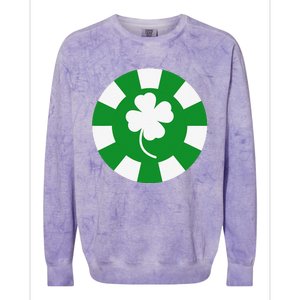 Saint Patrick's Day Four Leaf Clover Poker Chip Casinos Colorblast Crewneck Sweatshirt