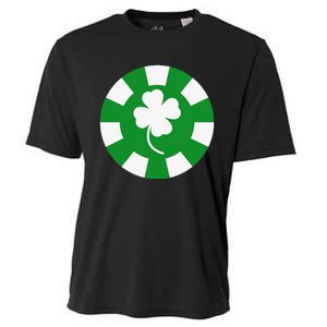 Saint Patrick's Day Four Leaf Clover Poker Chip Casinos Cooling Performance Crew T-Shirt