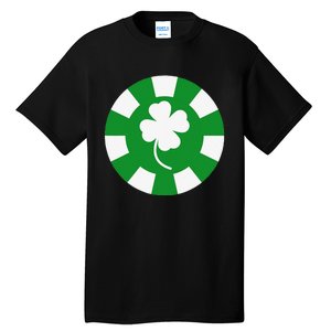 Saint Patrick's Day Four Leaf Clover Poker Chip Casinos Tall T-Shirt