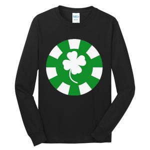 Saint Patrick's Day Four Leaf Clover Poker Chip Casinos Tall Long Sleeve T-Shirt