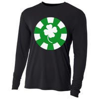 Saint Patrick's Day Four Leaf Clover Poker Chip Casinos Cooling Performance Long Sleeve Crew