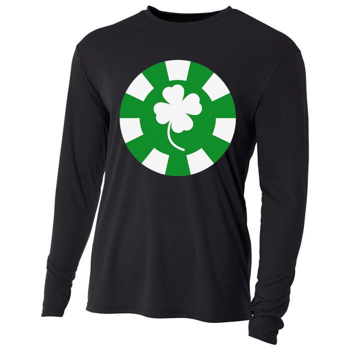 Saint Patrick's Day Four Leaf Clover Poker Chip Casinos Cooling Performance Long Sleeve Crew