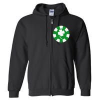 Saint Patrick's Day Four Leaf Clover Poker Chip Casinos Full Zip Hoodie