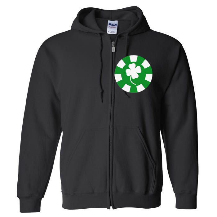 Saint Patrick's Day Four Leaf Clover Poker Chip Casinos Full Zip Hoodie