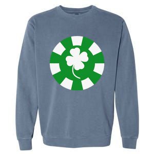 Saint Patrick's Day Four Leaf Clover Poker Chip Casinos Garment-Dyed Sweatshirt