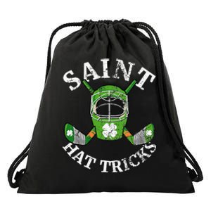 St. Patrick's Day Saint Hatricks Hockey Shamrock S Drawstring Bag