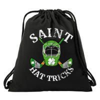 St. Patrick's Day Saint Hatricks Hockey Shamrock S Drawstring Bag