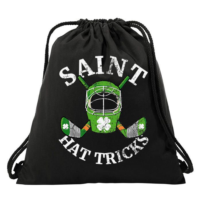 St. Patrick's Day Saint Hatricks Hockey Shamrock S Drawstring Bag