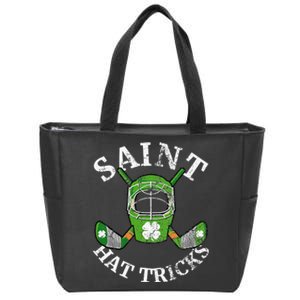 St. Patrick's Day Saint Hatricks Hockey Shamrock S Zip Tote Bag