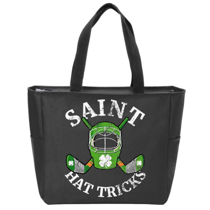 St. Patrick's Day Saint Hatricks Hockey Shamrock S Zip Tote Bag