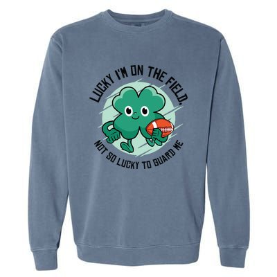 St Patrick's Day American Football Shamrock Clover Rugby Great Gift Garment-Dyed Sweatshirt