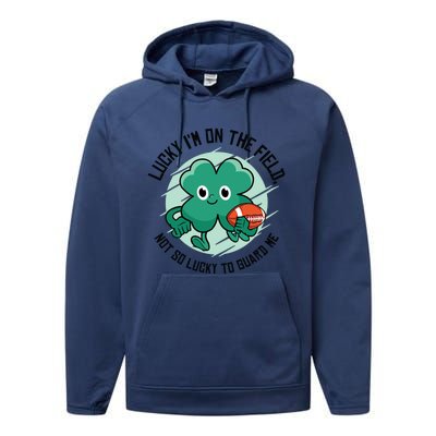 St Patrick's Day American Football Shamrock Clover Rugby Great Gift Performance Fleece Hoodie