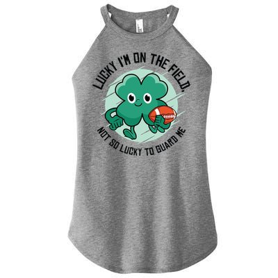 St Patrick's Day American Football Shamrock Clover Rugby Great Gift Women’s Perfect Tri Rocker Tank