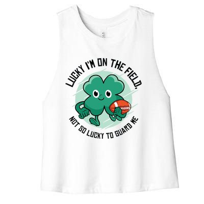 St Patrick's Day American Football Shamrock Clover Rugby Great Gift Women's Racerback Cropped Tank