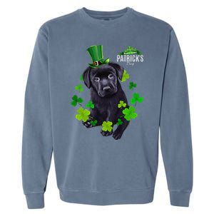 St Patrick's Day Irish Saint Patrick Shamrock Labrador Puppy Garment-Dyed Sweatshirt