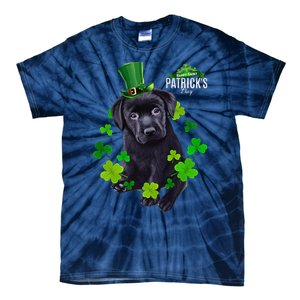 St Patrick's Day Irish Saint Patrick Shamrock Labrador Puppy Tie-Dye T-Shirt