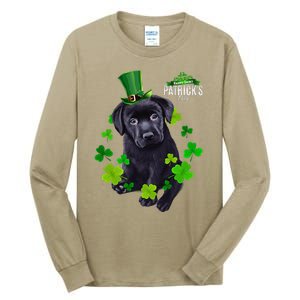 St Patrick's Day Irish Saint Patrick Shamrock Labrador Puppy Tall Long Sleeve T-Shirt