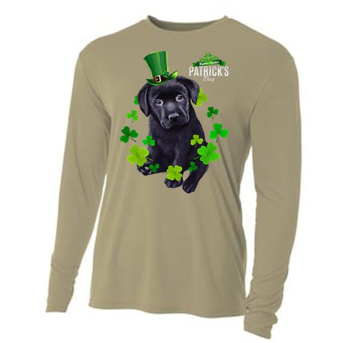 St Patrick's Day Irish Saint Patrick Shamrock Labrador Puppy Cooling Performance Long Sleeve Crew