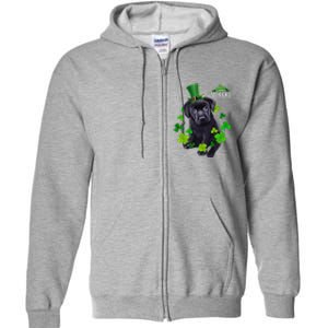 St Patrick's Day Irish Saint Patrick Shamrock Labrador Puppy Full Zip Hoodie