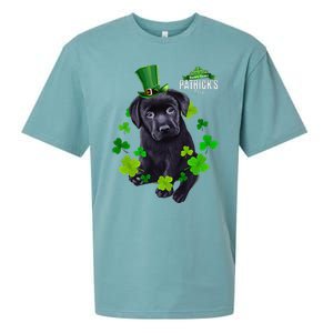 St Patrick's Day Irish Saint Patrick Shamrock Labrador Puppy Sueded Cloud Jersey T-Shirt