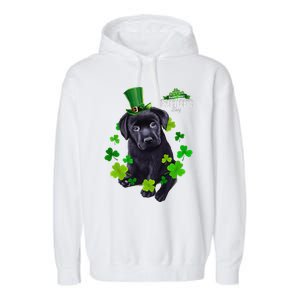 St Patrick's Day Irish Saint Patrick Shamrock Labrador Puppy Garment-Dyed Fleece Hoodie