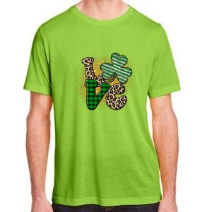 St Patrick's Day Love Plaid Shamrock Leopard Clover Leaf Adult ChromaSoft Performance T-Shirt