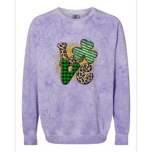 St Patrick's Day Love Plaid Shamrock Leopard Clover Leaf Colorblast Crewneck Sweatshirt