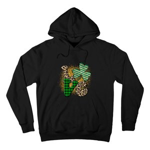 St Patrick's Day Love Plaid Shamrock Leopard Clover Leaf Hoodie