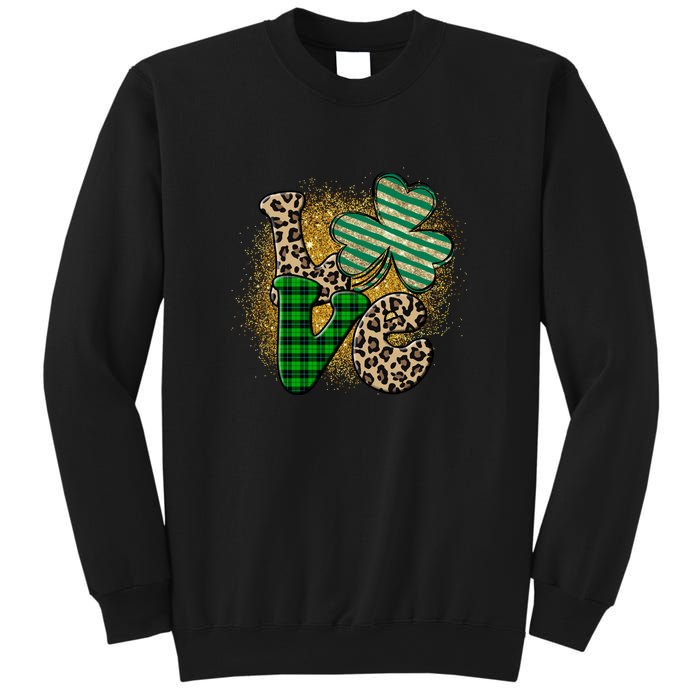 St Patrick's Day Love Plaid Shamrock Leopard Clover Leaf Sweatshirt