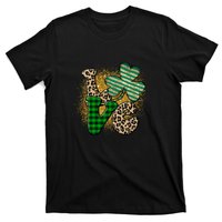 St Patrick's Day Love Plaid Shamrock Leopard Clover Leaf T-Shirt