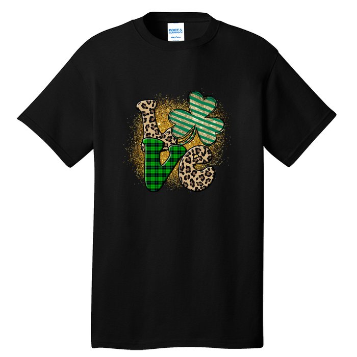 St Patrick's Day Love Plaid Shamrock Leopard Clover Leaf Tall T-Shirt