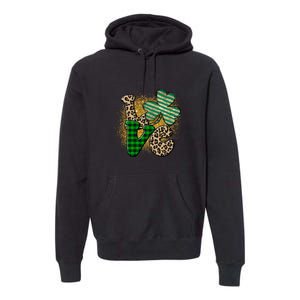 St Patrick's Day Love Plaid Shamrock Leopard Clover Leaf Premium Hoodie