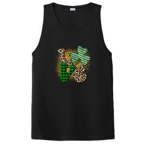 St Patrick's Day Love Plaid Shamrock Leopard Clover Leaf PosiCharge Competitor Tank