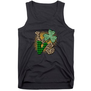 St Patrick's Day Love Plaid Shamrock Leopard Clover Leaf Tank Top