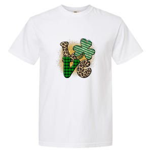 St Patrick's Day Love Plaid Shamrock Leopard Clover Leaf Garment-Dyed Heavyweight T-Shirt