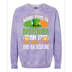 St Patrick's Day Bartender Irish Shamrock Leprechaun Hat Great Gift Colorblast Crewneck Sweatshirt