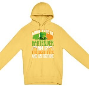 St Patrick's Day Bartender Irish Shamrock Leprechaun Hat Great Gift Premium Pullover Hoodie