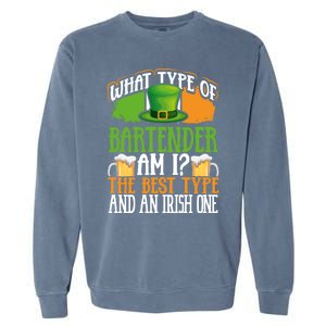 St Patrick's Day Bartender Irish Shamrock Leprechaun Hat Great Gift Garment-Dyed Sweatshirt