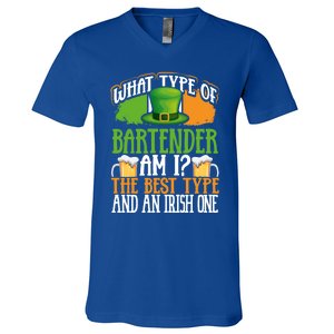 St Patrick's Day Bartender Irish Shamrock Leprechaun Hat Great Gift V-Neck T-Shirt