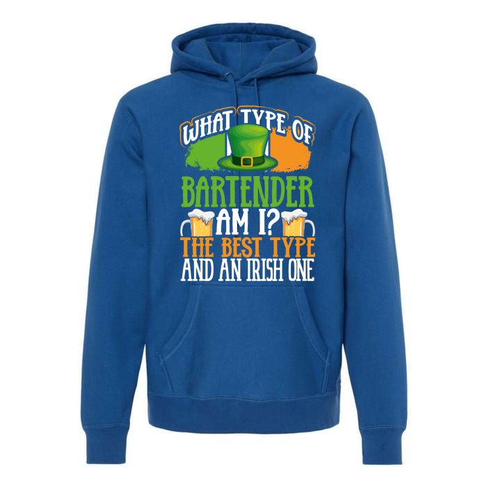 St Patrick's Day Bartender Irish Shamrock Leprechaun Hat Great Gift Premium Hoodie