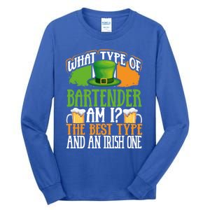 St Patrick's Day Bartender Irish Shamrock Leprechaun Hat Great Gift Tall Long Sleeve T-Shirt