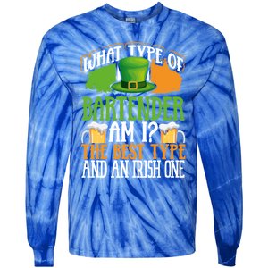 St Patrick's Day Bartender Irish Shamrock Leprechaun Hat Great Gift Tie-Dye Long Sleeve Shirt