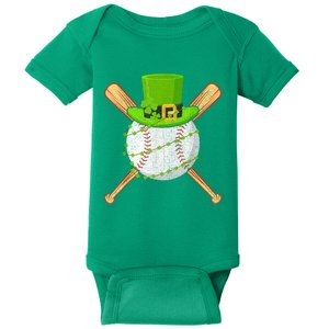 St Patricks Day Shamrock Baseball Leprechaun Baby Bodysuit