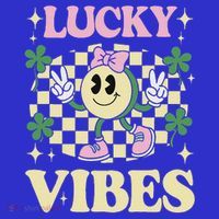  St Patricks Day Lucky Vibes Shamrock  Button