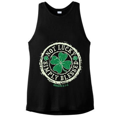 St. Patrick's Day Not Lucky Simply Blessed Romans 4 78 Ladies PosiCharge Tri-Blend Wicking Tank