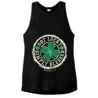 St. Patrick's Day Not Lucky Simply Blessed Romans 4 78 Ladies PosiCharge Tri-Blend Wicking Tank