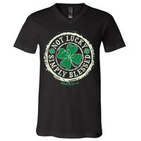 St. Patrick's Day Not Lucky Simply Blessed Romans 4 78 V-Neck T-Shirt