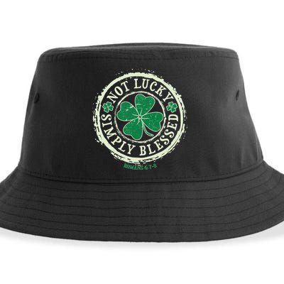 St. Patrick's Day Not Lucky Simply Blessed Romans 4 78 Sustainable Bucket Hat