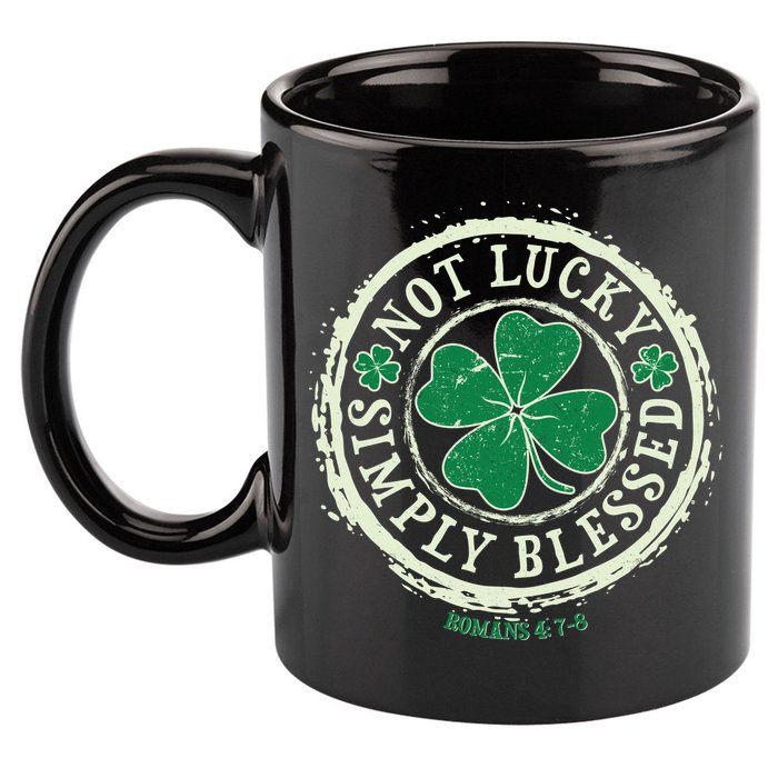 St. Patrick's Day Not Lucky Simply Blessed Romans 4 78 11oz C Handle Ceramic Mug